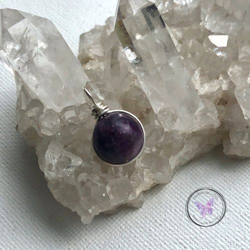 Lepidolite Silver Wire Sphere Pendant